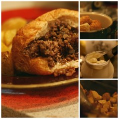 Scrambled hamburger collage
