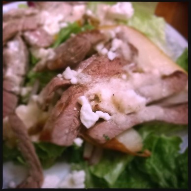 Steak Pear and watercress salad